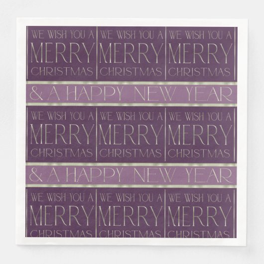 Serviette En Papier Motif de Noël vert violet #35b ID1009 (Devant)