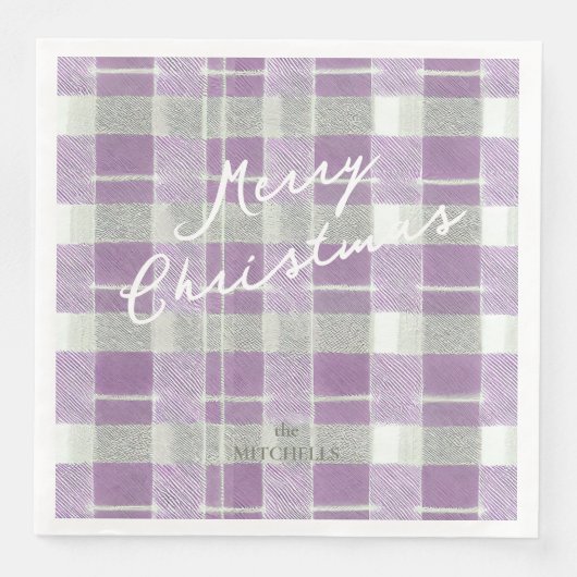 Serviette En Papier Motif de Noël vert violet #7 ID1009 (Devant)