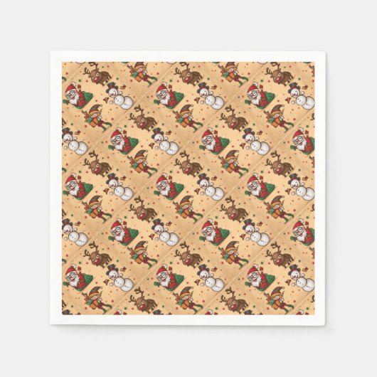 Serviette En Papier Motif de Noël vintage (Devant)