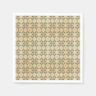 Serviette En Papier Motif de Noël vintage avec houx et baies pour les