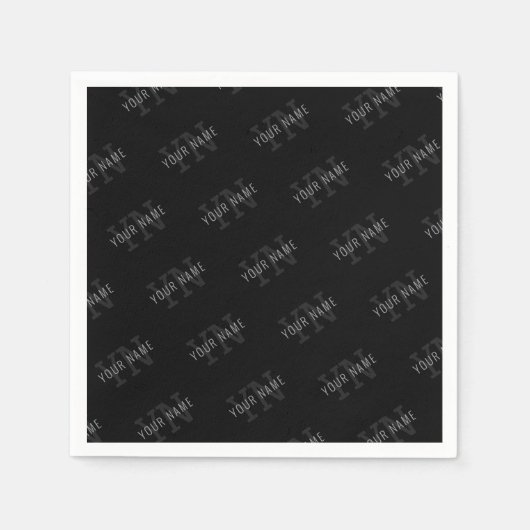 Serviette En Papier Motif de nom de très gris foncé et de monogramme n (Devant)