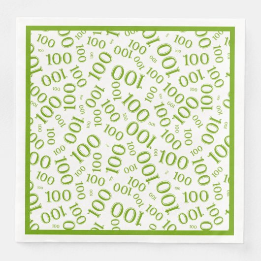 Serviette En Papier Motif de numéro aléatoire vert/blanc 100 (Devant)