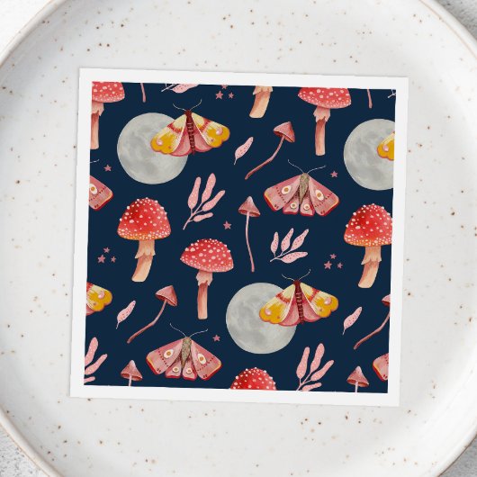 Serviette En Papier Motif de papillon magique et de champignons. Soiré