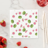 Serviette En Papier Motif de pastèque rose et vert d'été (En situation)