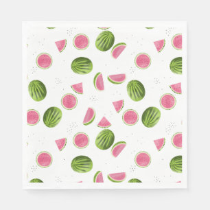 Serviette En Papier Motif de pastèque rose et vert d'été