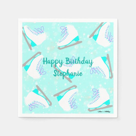Serviette En Papier Motif de patinage sur glace Personnalisé Blue Part (Devant)