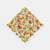 Serviette En Papier Motif de pavots, rouge et jaune, (Coin)