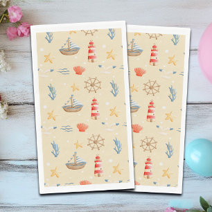 Serviette En Papier Motif de phare Boho Nautical Boat