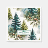 Serviette En Papier Motif de pin aquarelle Mariage d'hiver (Devant)