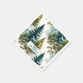 Serviette En Papier Motif de pin aquarelle Mariage d'hiver (Coin)