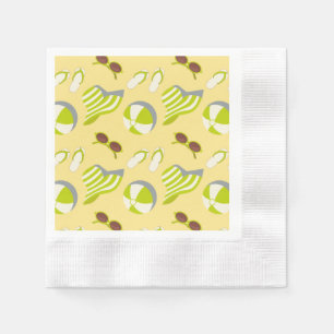 Serviette En Papier Motif de plage avec lunettes de soleil et casquett