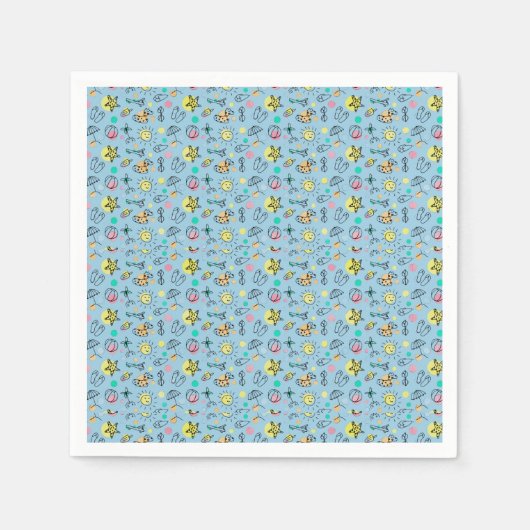 Serviette En Papier Motif de plage mignon (Devant)
