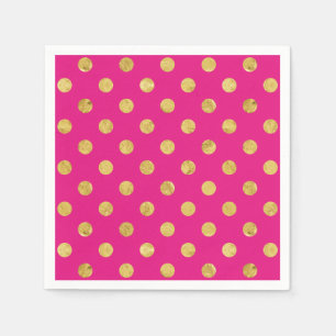 Serviette En Papier Motif de point élégant de polka de feuille d'or 