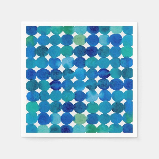 Serviette En Papier Motif de points - bleu et vert (Devant)
