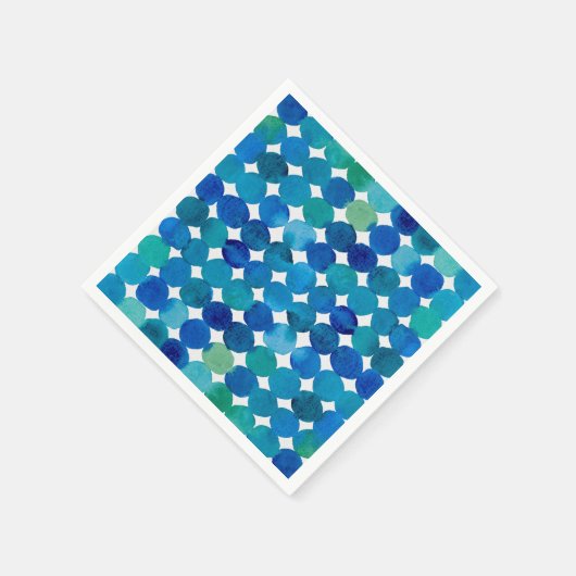 Serviette En Papier Motif de points - bleu et vert (Coin)