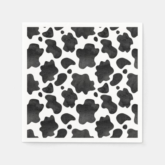 Serviette En Papier Motif de points de vache Poster de animal noir et (Devant)