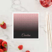 Serviette En Papier Motif de points noirs et Roses (En situation)