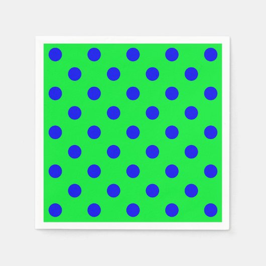 Serviette En Papier Motif de points polka bleus sur fond vert  (Devant)