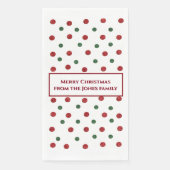 Serviette En Papier Motif de points rétro Noël vert rouge (Devant)