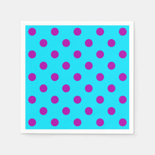Serviette En Papier Motif de pois violet sur fond bleu
