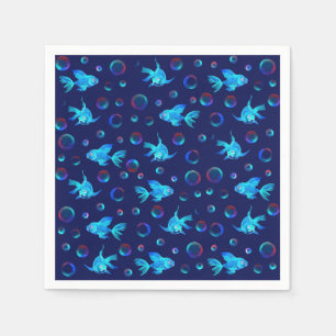 Serviette En Papier motif de poisson bleu