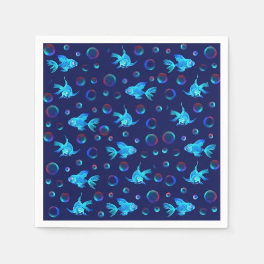 Serviette En Papier motif de poisson bleu (Devant)