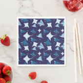 Serviette En Papier motif de poisson bleu (En situation)