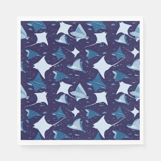 Serviette En Papier motif de poisson bleu (Devant)
