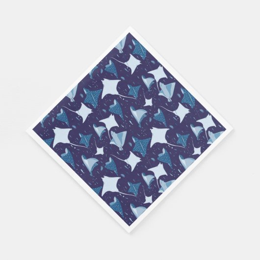 Serviette En Papier motif de poisson bleu (Coin)