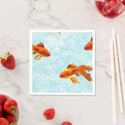 Serviette En Papier motif de poisson d'or (En situation)