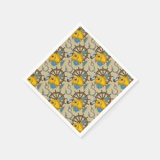 Serviette En Papier Motif de poisson du capitaine de mer (Coin)