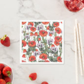 Serviette En Papier Motif de Poppies rouges et violettes (En situation)