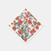 Serviette En Papier Motif de Poppies rouges et violettes (Coin)