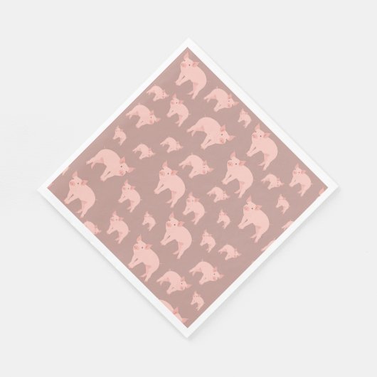 Serviette En Papier Motif de porc rose (Coin)
