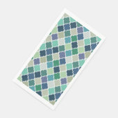 Serviette En Papier Motif de quatrefoil bleu, vert et turquoise (Coin)