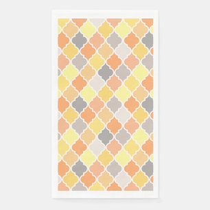 Serviette En Papier Motif de quatrefoil jaune, orange et gris