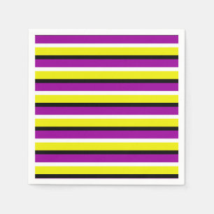 Serviette En Papier Motif de rayures violet jaune