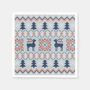 Serviette En Papier Motif de rennes de Noël bleu brun