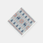 Serviette En Papier Motif de rennes de Noël bleu brun (Coin)