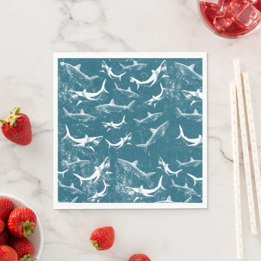 Serviette En Papier Motif de requins bleus en détresse (En situation)
