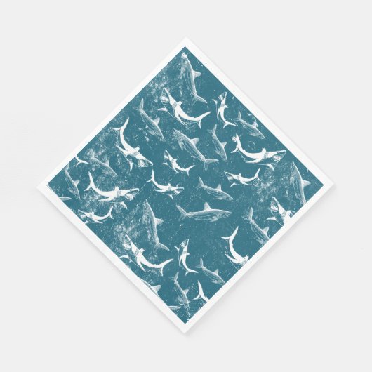 Serviette En Papier Motif de requins bleus en détresse (Coin)