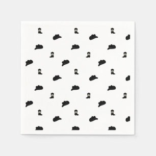 Serviette En Papier Motif de rodéo de Cowboy moderne noir et blanc