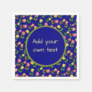 Serviette En Papier Motif de rose bleue jolie avec texte personnalisé