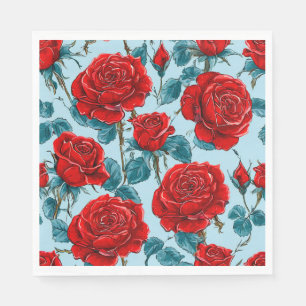 Serviette En Papier Motif de roses rouges