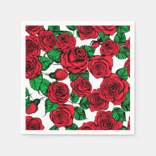 Serviette En Papier Motif de roses rouges