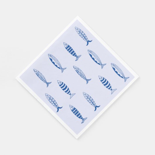 Serviette En Papier Motif de sardines (Coin)