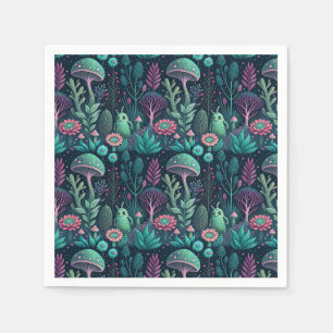 Serviette En Papier Motif de science-fiction de forêt néon de champign