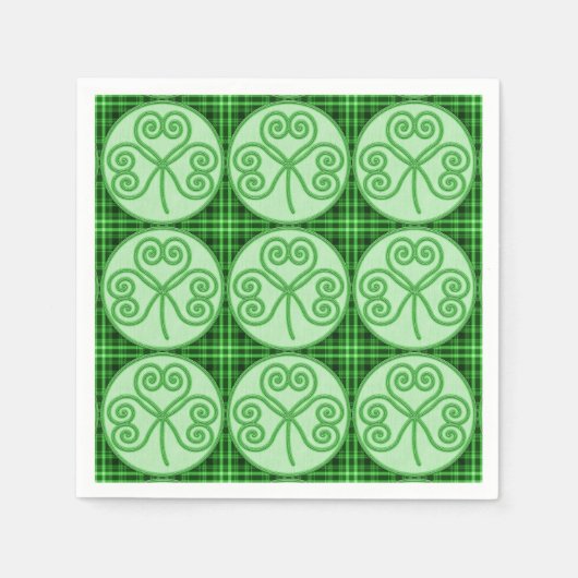 Serviette En Papier Motif de Shamrock vert et noir (Devant)