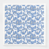 Serviette En Papier Motif de silhouette de chien.Blanc.03 Lblue BG (Devant)