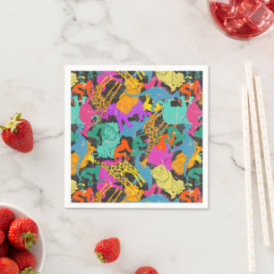 Serviette En Papier Motif de silhouettes animales rétro